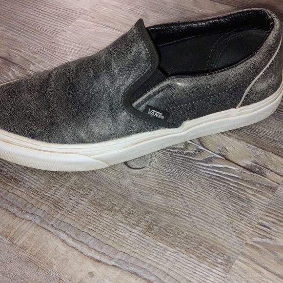 Vans distressed black leather slip on shoes  Sz 7.5 Men   Sz 9 Ladies - Picture 12 of 14